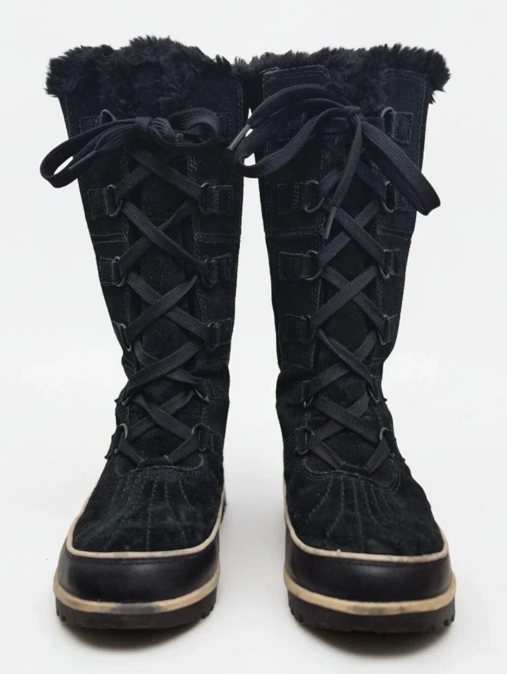Sorel Tivoli High II Waterproof Suede Black winter Boots Size 8  Faux Fur Snow